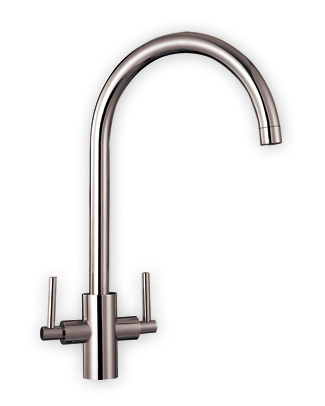 The 1810 Company CURVATO CURVED SPOUT BRUSHED STEEL TAP - CUR/02/BS